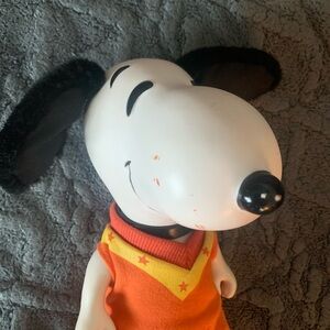 Vintage Snoopy Cheerleader Collectible 9” tall plastic w/plush ears & tail